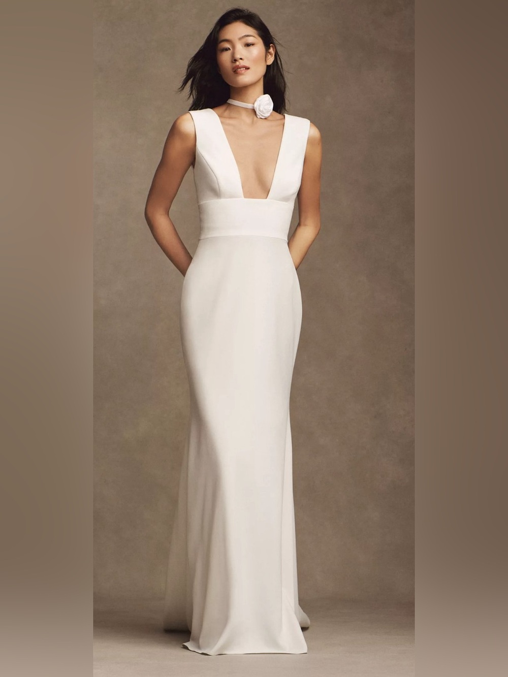 BHLDN White V-Neck Sleeveless Wedding Gown
